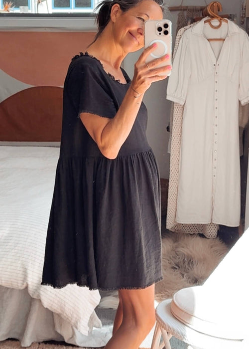 GLASSONS // Black Linen Mini Dress // Size 6