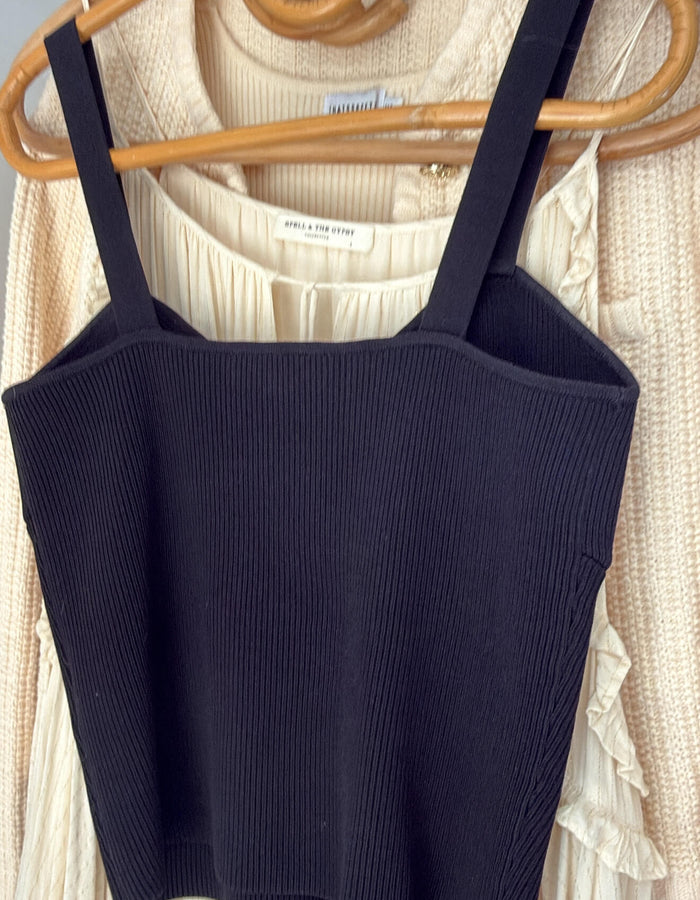 WITCHERY // Ribbed Knit Bustier Top // Black // Small