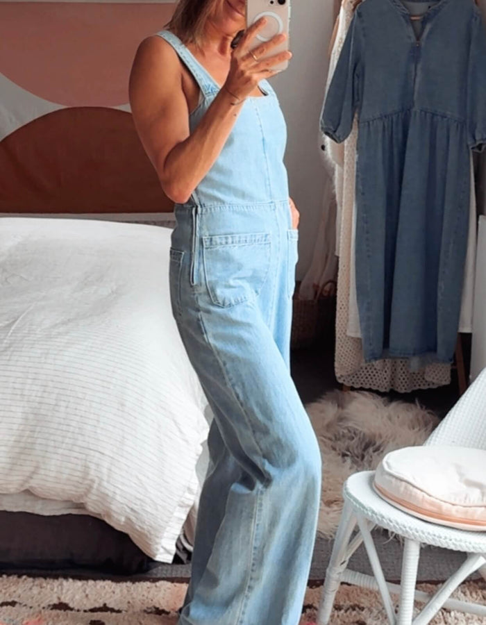 ROLLA'S // Sailor Jumpsuit // Pale Blue Denim // Small (best fit tall size 8)