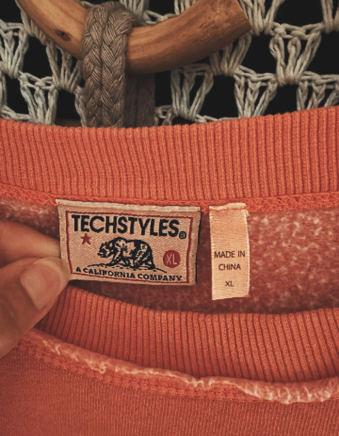 TECHSTYLES - A CALIFORNIA COMPANY Peace Love Sweatshirt // Orange // XL