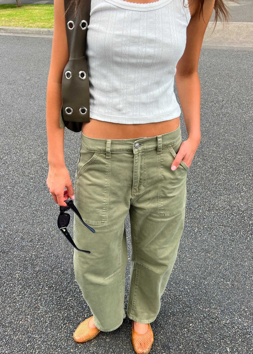 ROLLA'S // Gigi Barrel Trade Jean // DRILL SUMMER OLIVE // Size 30