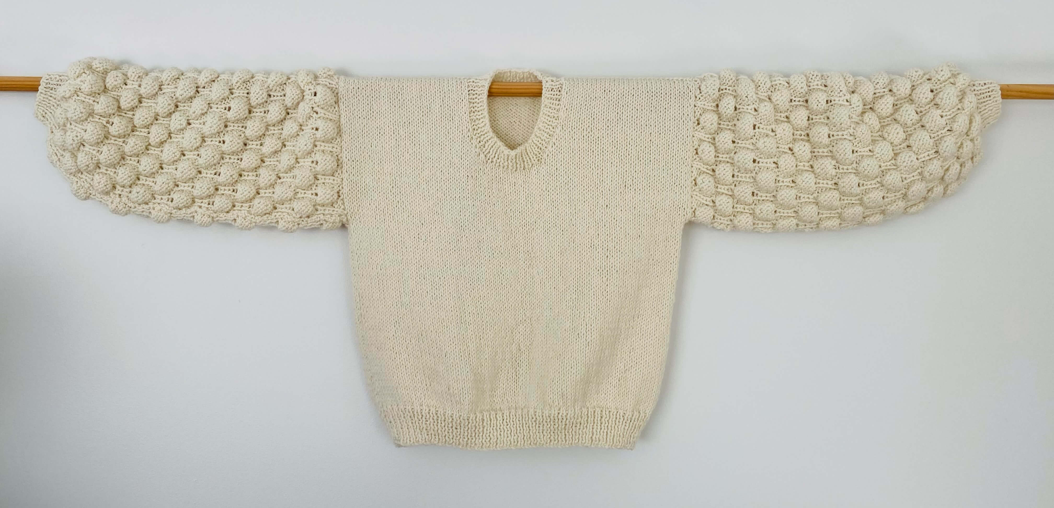 Tiny Hearts Bobble Sleeve Crew // Cream Wool