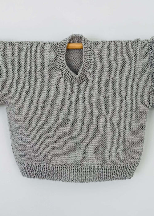 Tiny Hearts Bobble Sleeve Crew // Grey Wool