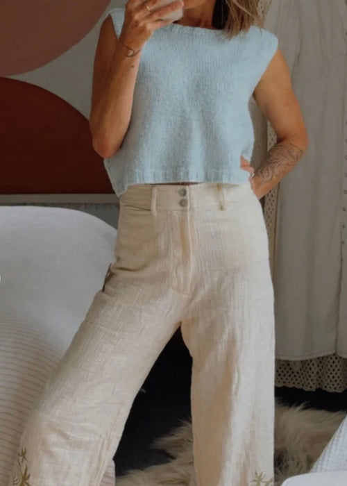 HAND-KNITTED VEST // Pure Wool // Duck Egg Blue // Small