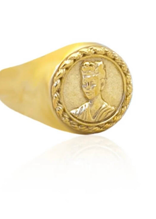LUNA + ROSE // Magdalena Frida Kahlo // Gold Signet Ring // Size 6