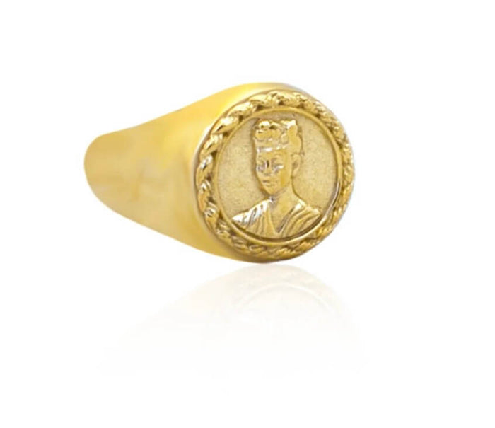 LUNA + ROSE // Magdalena Frida Kahlo // Gold Signet Ring // Size 6