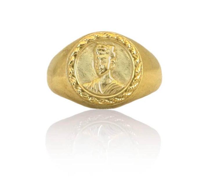 LUNA + ROSE // Magdalena Frida Kahlo // Gold Signet Ring // Size 6