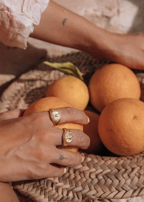 LUNA + ROSE // Magdalena Frida Kahlo // Gold Signet Ring // Size 6