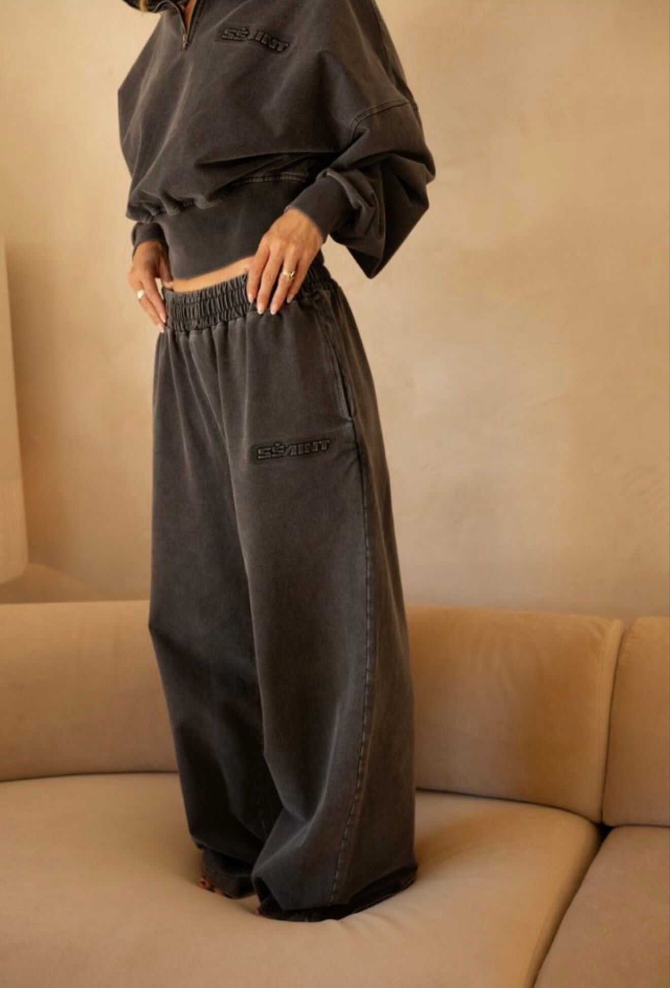 SŚAINT // ACID WASH TRACKPANT // CHARCOAL // XS/S