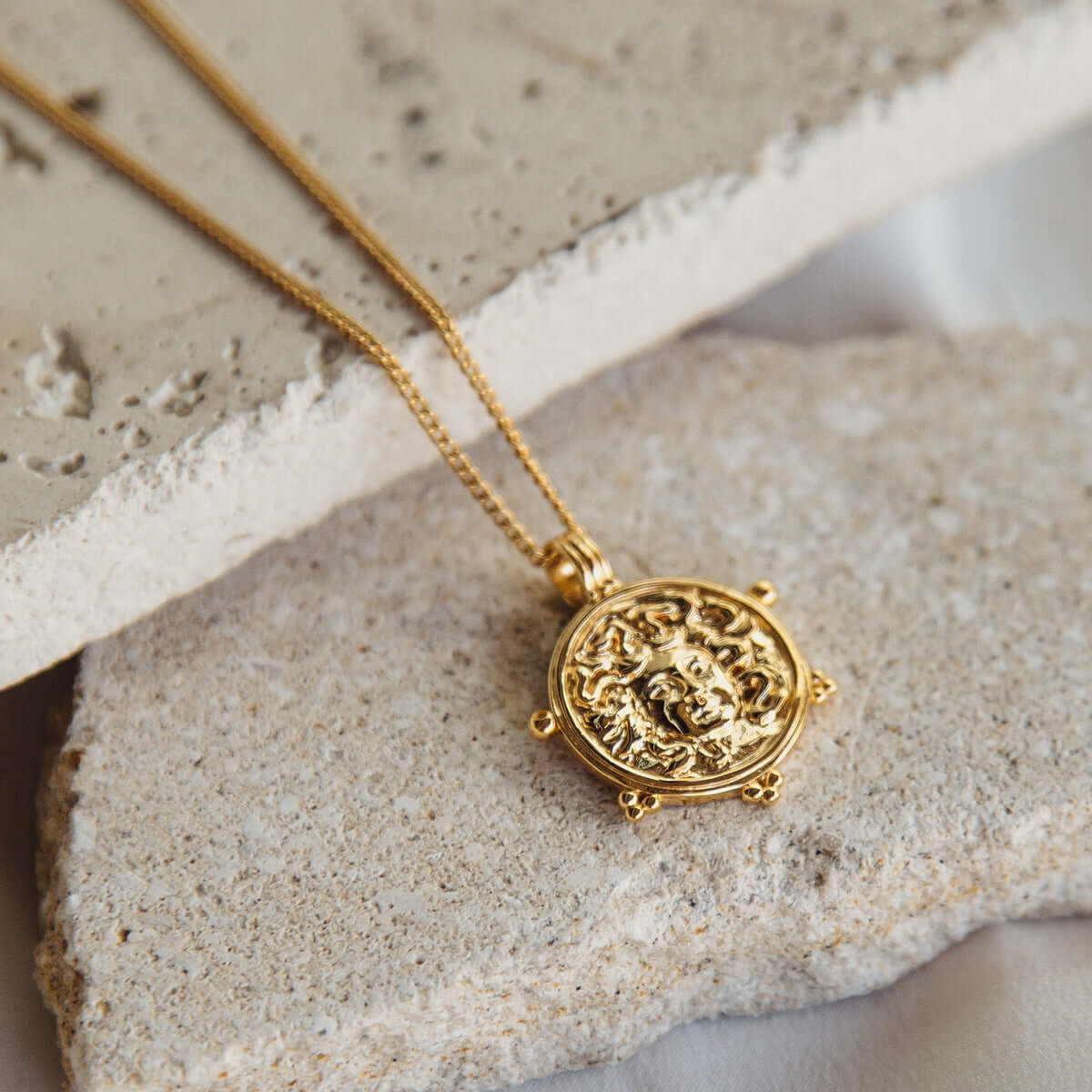 Medusa Protection Pendant Necklace // Gold