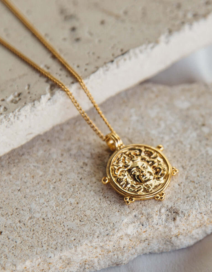 Medusa Protection Pendant Necklace // Gold