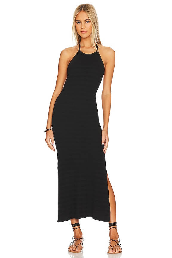 SPELL & THE GYPSY COLLECTIVE // Sunray Knit Maxi Halter Dress // Black // XS