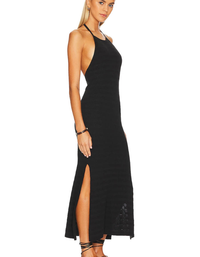 SPELL & THE GYPSY COLLECTIVE // Sunray Knit Maxi Halter Dress // Black // XS