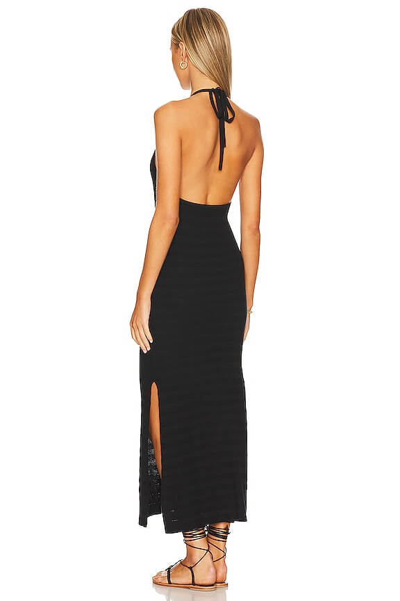 SPELL & THE GYPSY COLLECTIVE // Sunray Knit Maxi Halter Dress // Black // XS