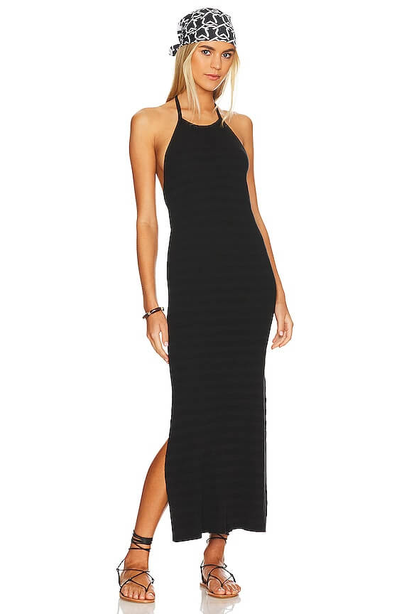 SPELL & THE GYPSY COLLECTIVE // Sunray Knit Maxi Halter Dress // Black // XS