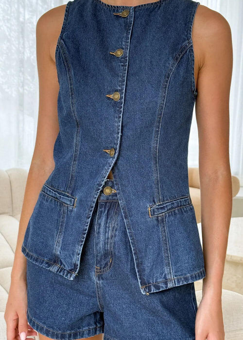 GLASSONS // Denim Vest // Mid-Vintage Blue // Medium