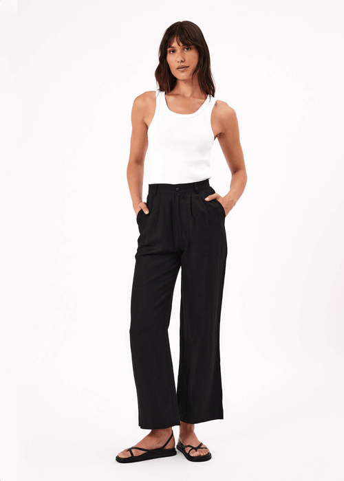 ROLLA'S // Chloe Pleat Linen Pants // Black // Size 8