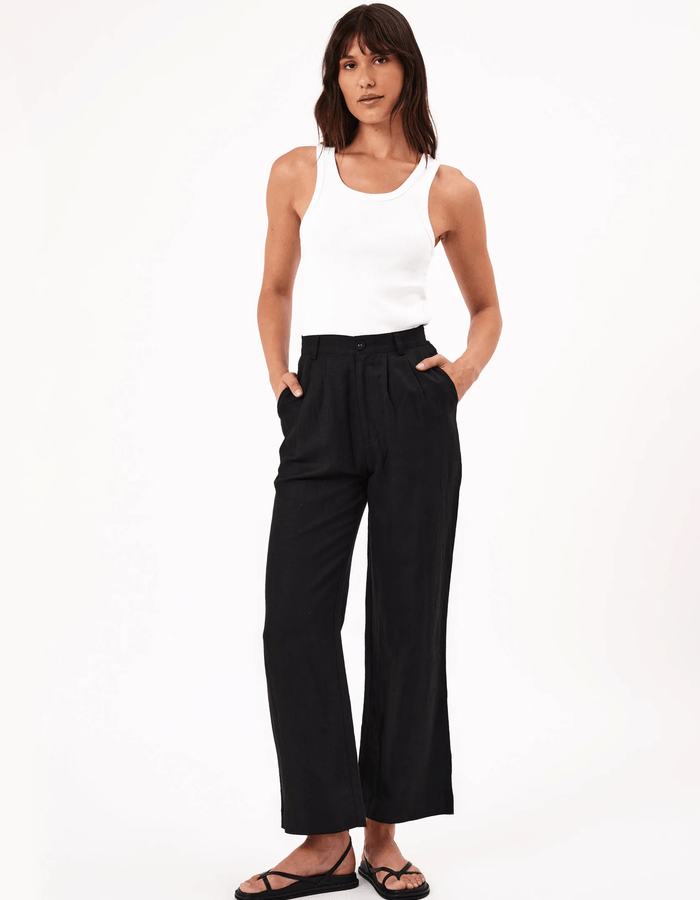 ROLLA'S // Chloe Pleat Linen Pants // Black // Size 8