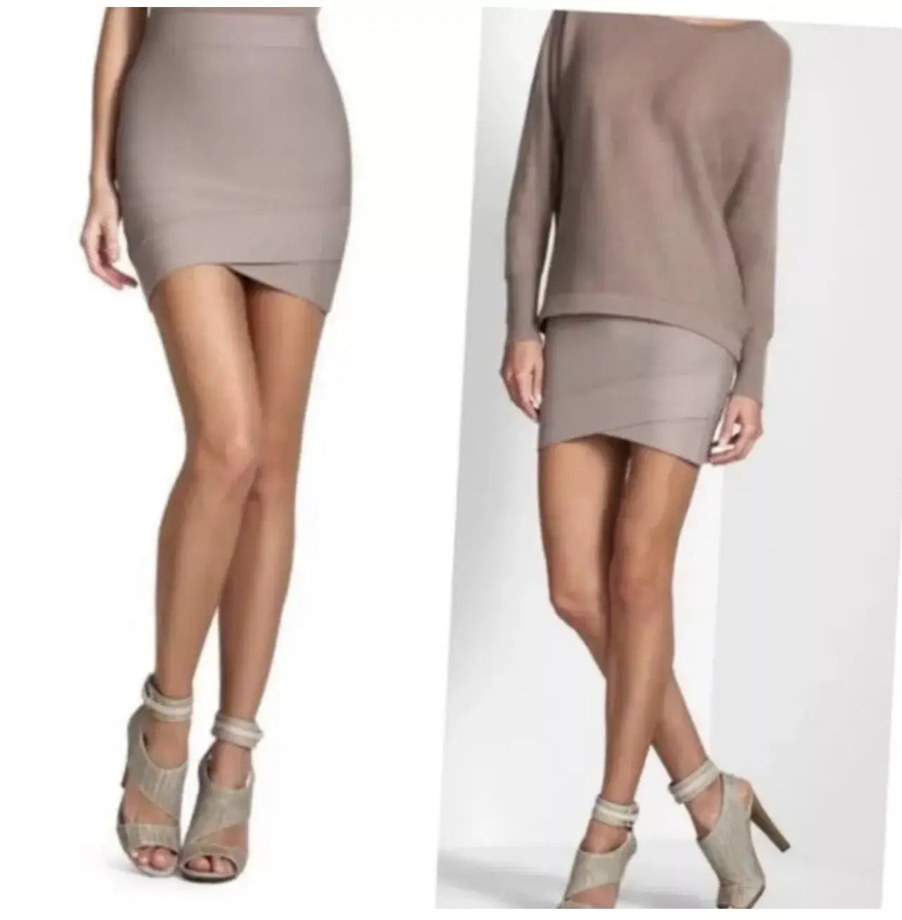 BCBG MAX AZRIA Sylvie Bandage Skirt // Cinder Grey // Medium