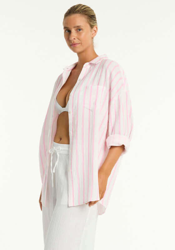 SEA LEVEL // Amalfi Beach Shirt // Pink // S/M