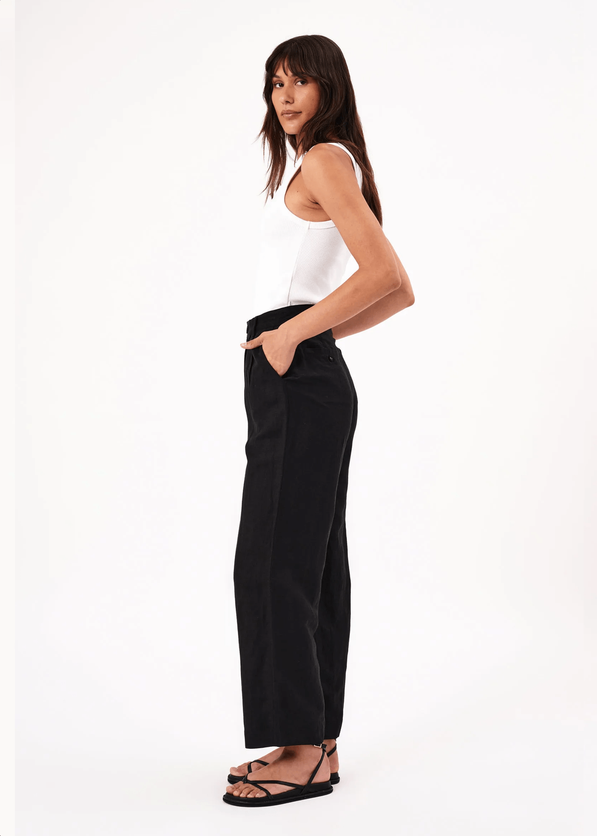 ROLLA'S // Chloe Pleat Linen Pants // Black // Size 8