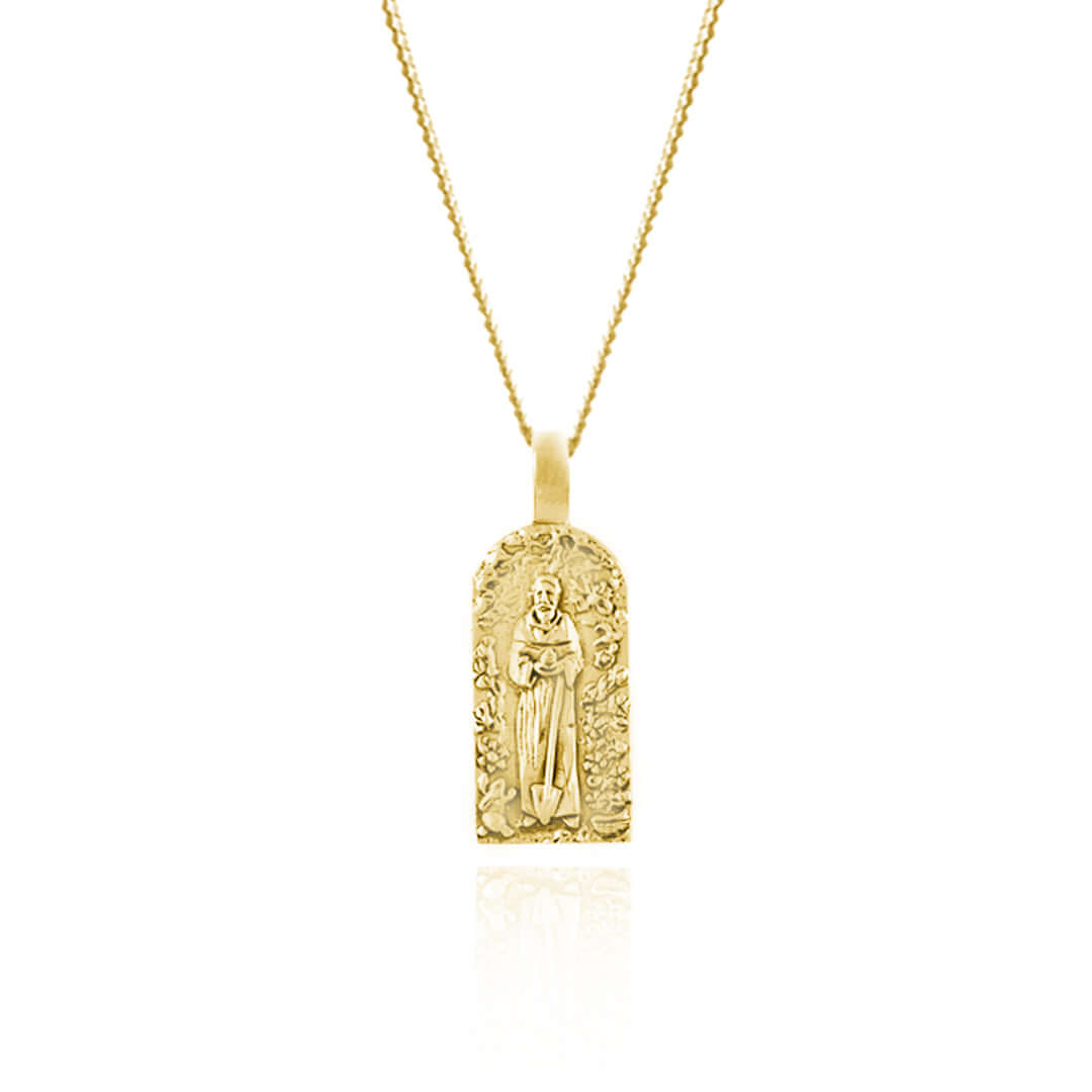 LUNA + ROSE // St Fiacre // Patron Saint of Gardening // Pendant Necklace // Gold