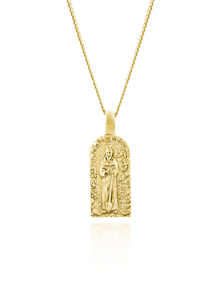 LUNA + ROSE // St Fiacre // Patron Saint of Gardening // Pendant Necklace // Gold