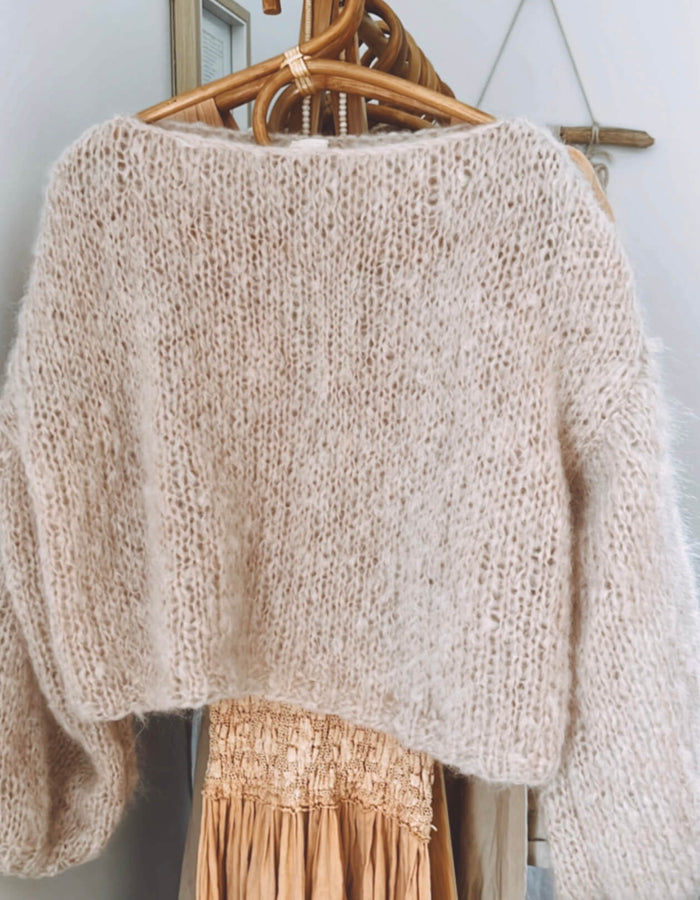 The Cropped Boatneck // Buff Mohair