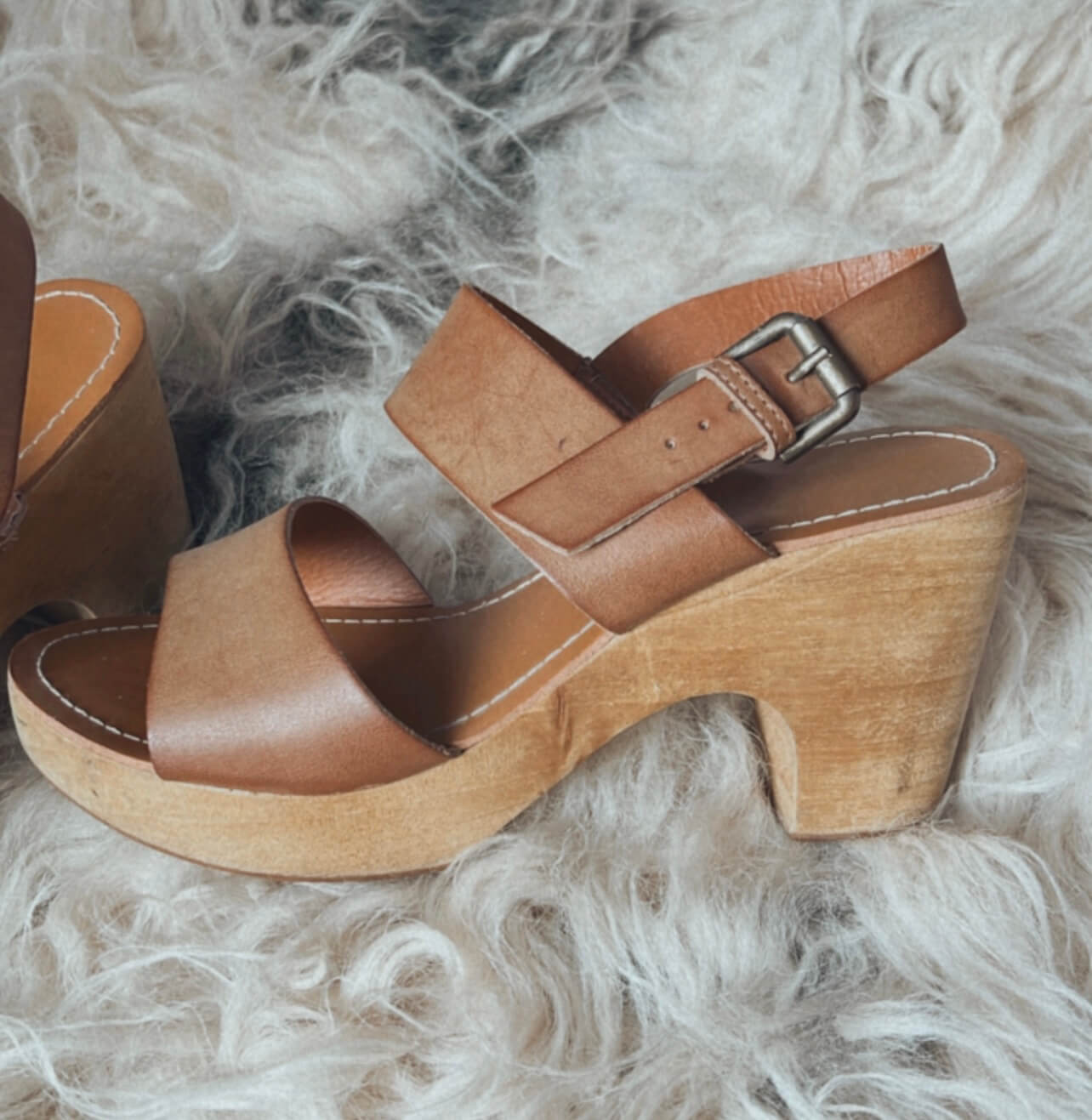 Tan 2024 wooden heels