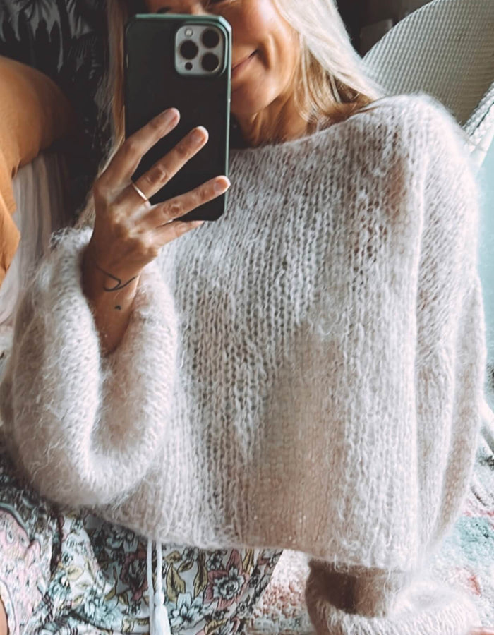 The Cropped Boatneck // Buff Mohair