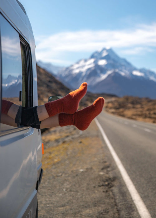 Possum Merino Hamilton Socks - Burnt Orange