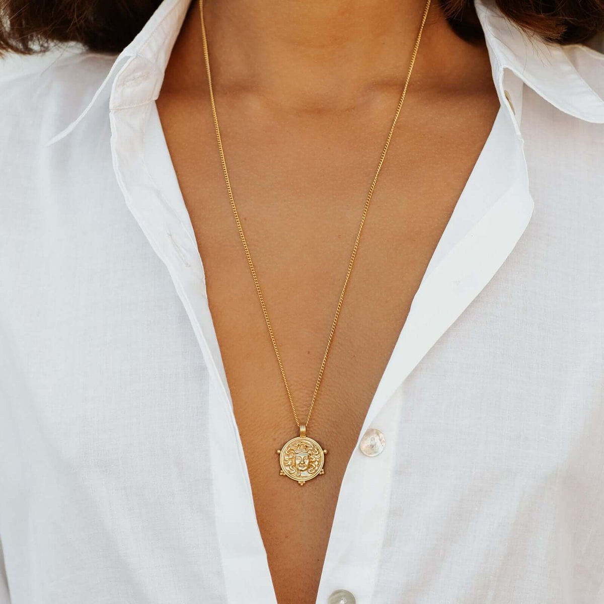 Medusa Protection Pendant Necklace // Gold Worn + Wilder