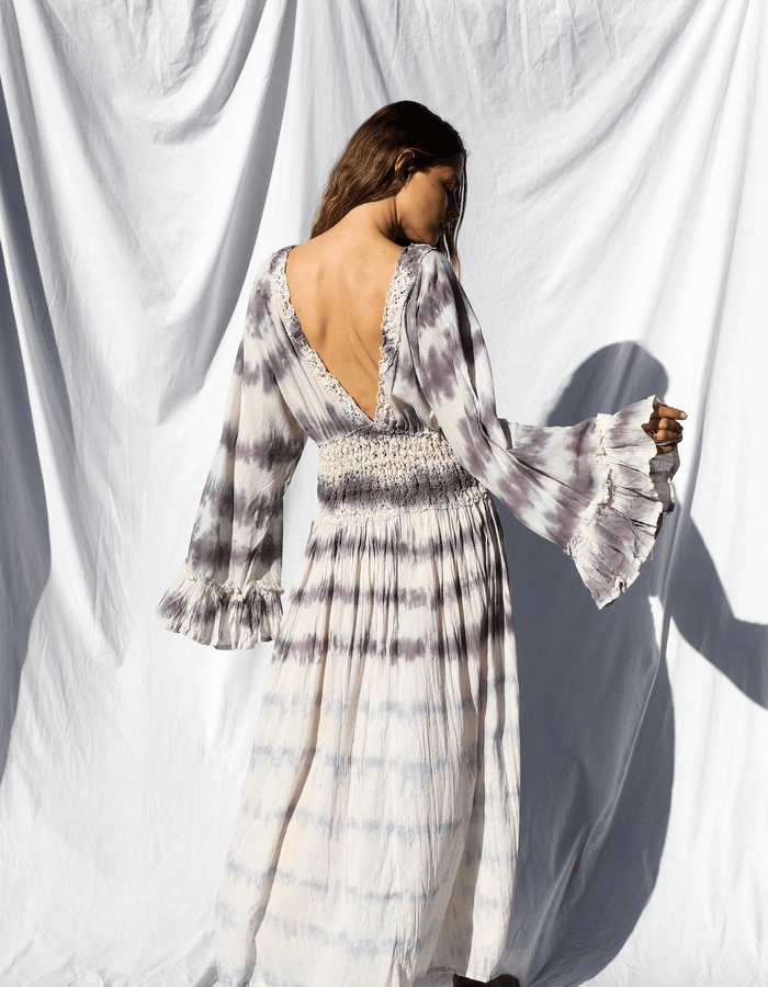 JEN'S PIRATE BOOTY Axis Maxi Dress- Jibarita Storm/Haze Grey Watermark Tie Dye